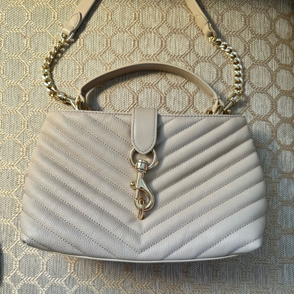 Rebecca Minkoff. Edie Chevron Quilted Satchel. 10.5 W x 6.25 H x 3.5 D - Picture 2 of 10
